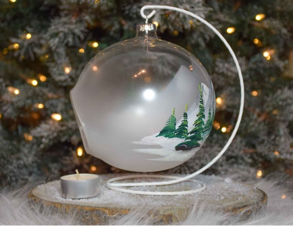 Bougeoir de Noël montagnes D15cm support inclus