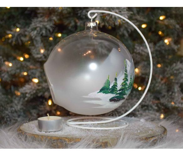 Bougeoir de Noël montagnes D15cm support inclus