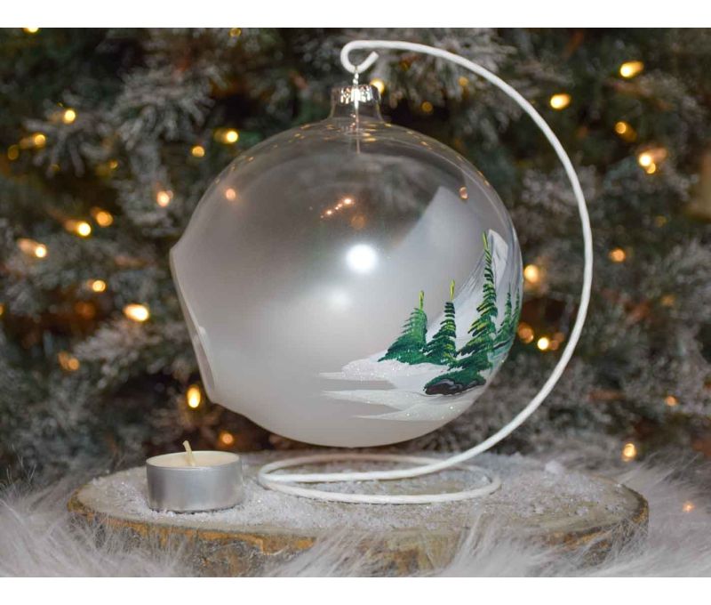 Bougeoir de Noël montagnes D15cm support inclus