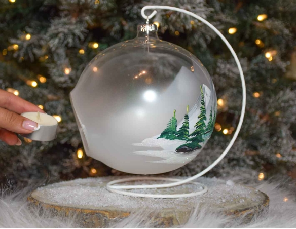 Bougeoir de Noël montagnes D15cm support inclus