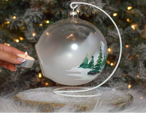 Bougeoir de Noël montagnes D15cm support inclus