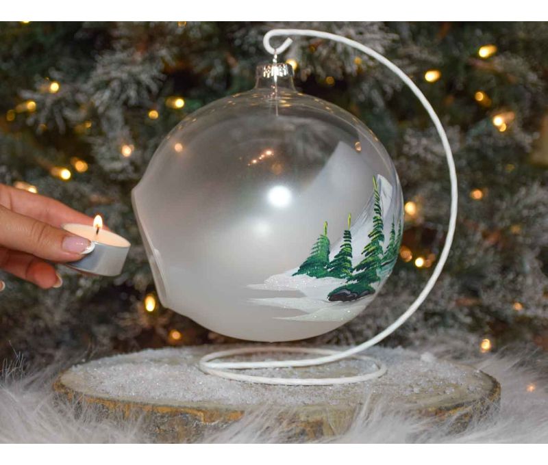 Bougeoir de Noël montagnes D15cm support inclus