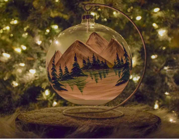 Bougeoir de Noël montagnes D15cm support inclus