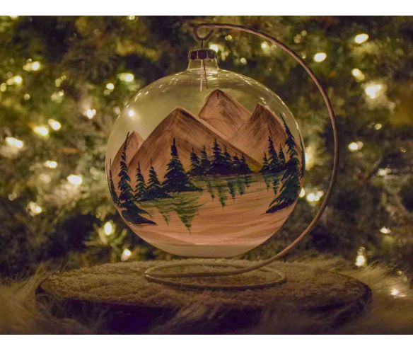 Bougeoir de Noël montagnes D15cm support inclus
