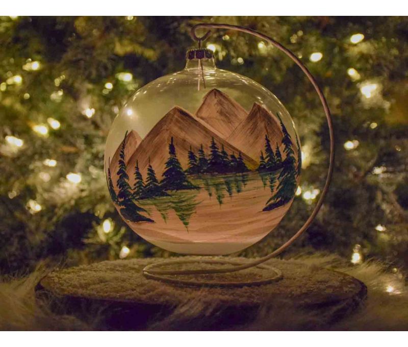 Bougeoir de Noël montagnes D15cm support inclus