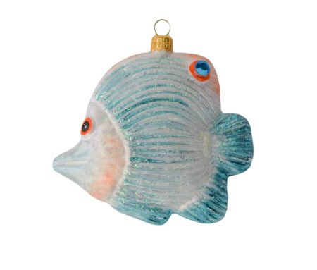 Boule de Noël poisson papillon verre soufflé H 10cm
