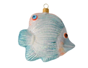 Boule de Noël poisson papillon verre soufflé H 10cm