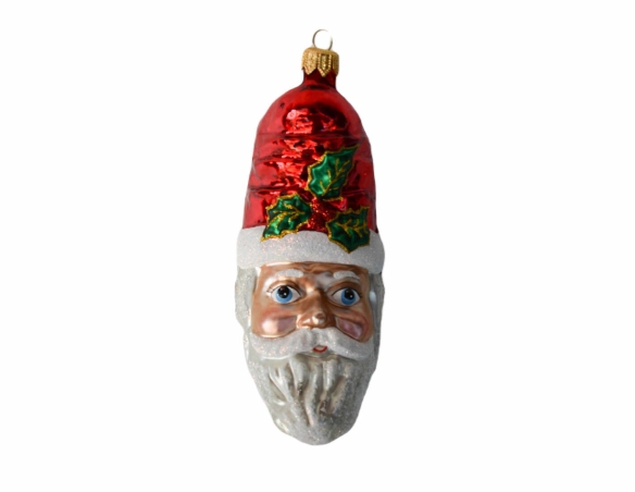 Suspension Père Noël rouge blanc verre soufflé H 12cm