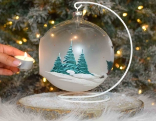 Bougeoir de Noël camion rouge verre soufflé D15cm support inclus