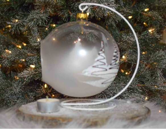 Bougeoir de Noël village bronze verre soufflé avec support D 15cm