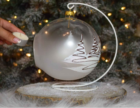 Bougeoir de Noël village bronze verre soufflé avec support D 15cm