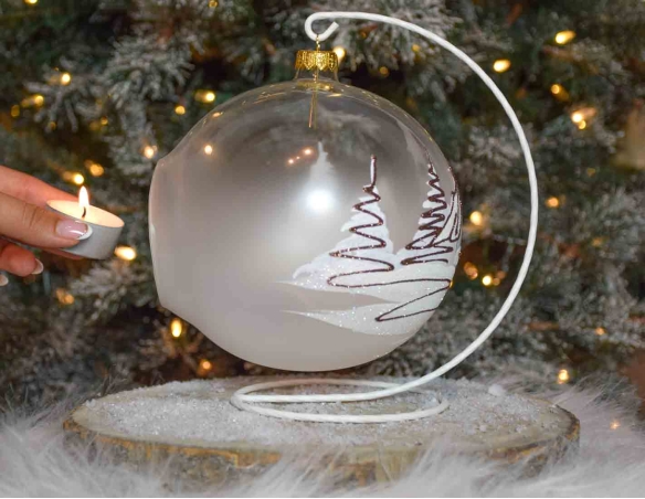 Bougeoir de Noël village bronze verre soufflé avec support D 15cm