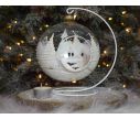 Voir la slide Grande boule de Noël blanche et transparente en verre soufflé pour bougie, décor village de Noël blanc. Bougeoir de Noël.