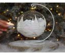 Voir la slide Grande boule de Noël blanche et transparente en verre soufflé pour bougie, décor village de Noël blanc. Bougeoir de Noël.
