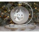 See slide boule de Noël photophore verre soufflé village blanc et doré. Bougeoir de Noël pour bougie. Support inclus