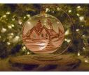Voir la slide boule de Noël photophore verre soufflé village blanc et doré. Bougeoir de Noël pour bougie. Support inclus