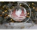 Voir la slide Bougeoir de Noël, grand photophore village rouge et blanc verre D 15cm avec support