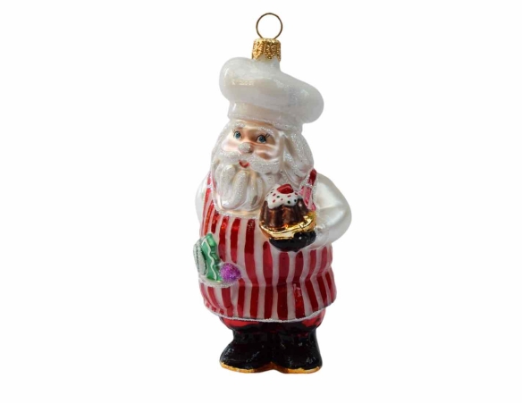 Suspension Père Noël chef cuisinier verre soufflé H 12cm