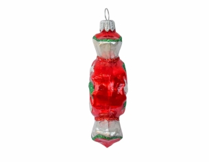Suspension de Noël bonbon rouge blanc vert verre soufflé H 13cm