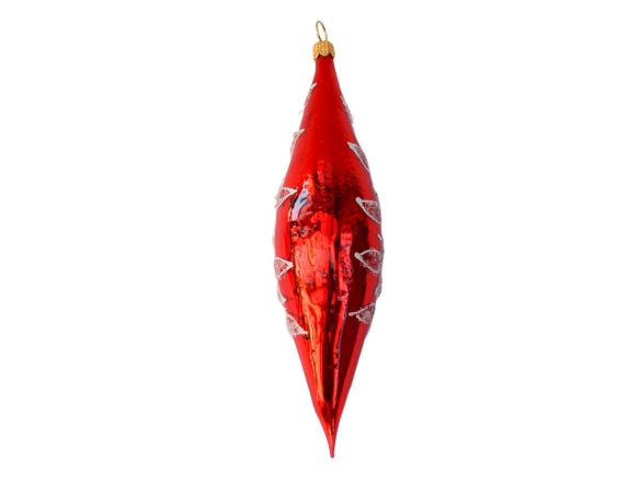 Goutte de Noël rouge doré en verre soufflé H 15cm