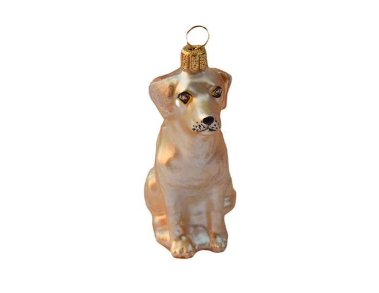 Décoration de noël chien labrador verre soufflé H 9cm
