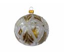 See slide Boule de Noël transparente au décor raffiné doré et pailleté champagne. Diamètre 8cm