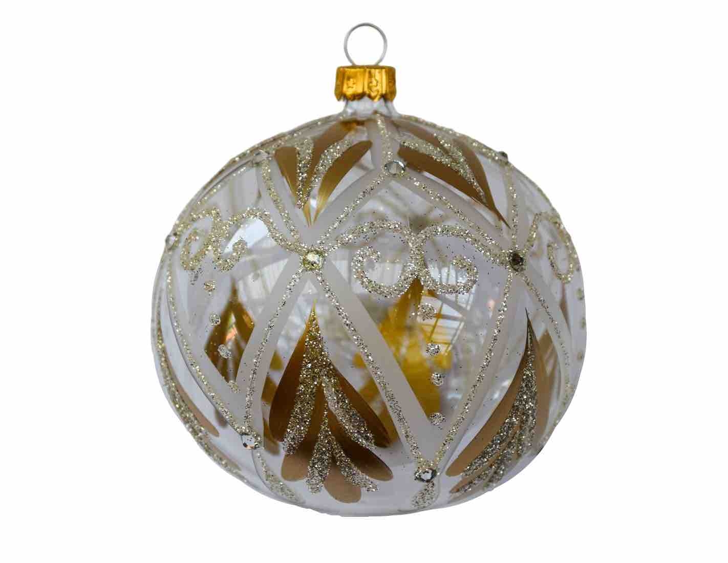 Boule de Noël luxe déco or et champagne verre D 10cm