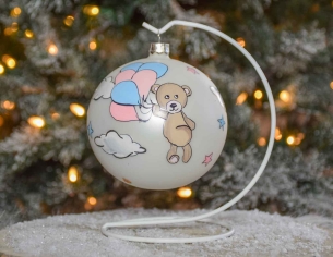 Boule de Noël Mon 1er Noël ourson avec ballons D 10cm