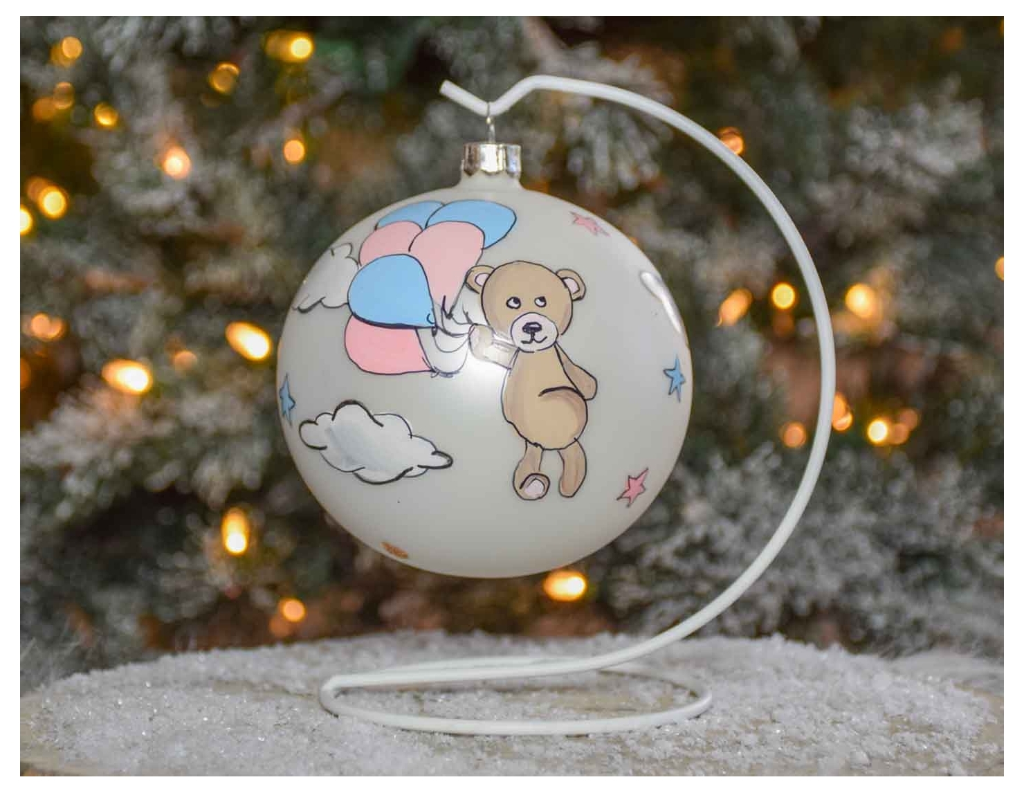 Boule de Noël Mon 1er Noël ourson avec ballons D 10cm