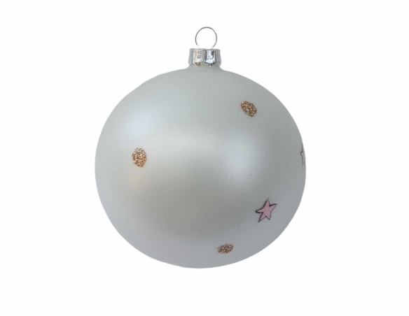 Boule Mon premier Noël ours rose lune D 10cm