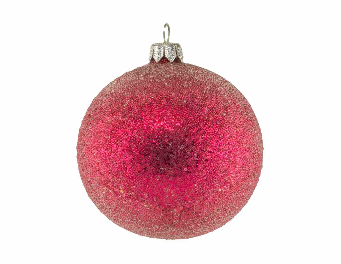 Boule de Noël rose fucshia en verre soufflé D 8cm