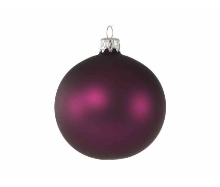 Boule de Noël mauve violet mat en verre soufflé D 8cm
