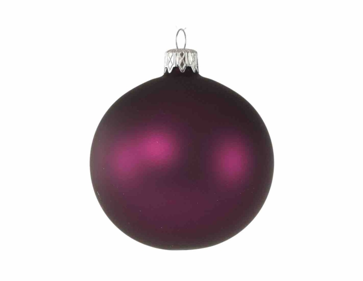 Boule de Noël mauve violet mat en verre soufflé D 8cm