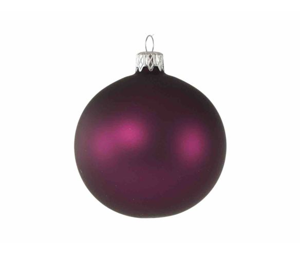 Boule de Noël mauve violet mat en verre soufflé D 8cm
