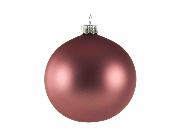 Boule de Noël vieux rose mat en verre soufflé D 8cm