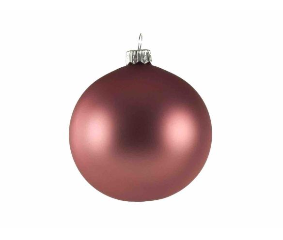 Boule de Noël vieux rose mat en verre soufflé D 8cm