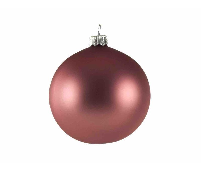 Boule de Noël vieux rose mat en verre soufflé D 8cm