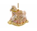 See slide Boule Mon premier Noël cheval bascule rose H 15cm