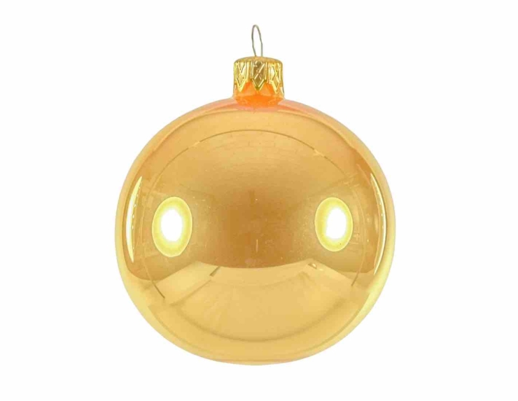 Boule de Noël doré brillante verre soufflé D 8cm