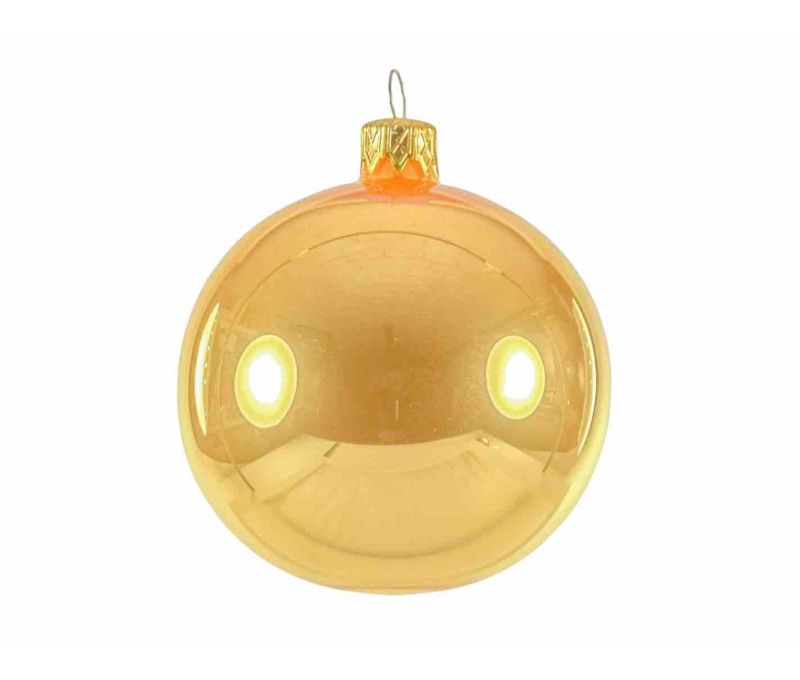 Boule de Noël verre doré brillant effet miroir D8cm