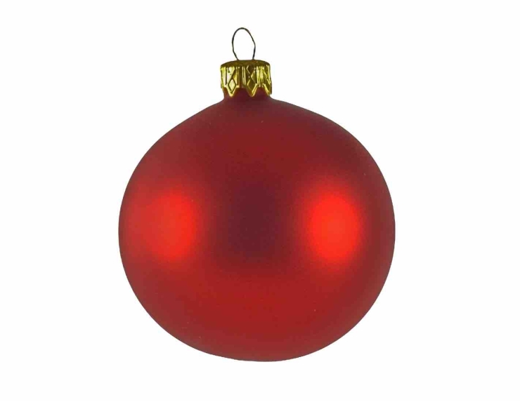 Boule de Noël rouge mat en verre soufflé - D 8cm
