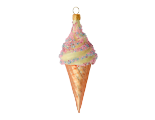 Suspension de Noël originale glace vanille verre soufflé H 13cm