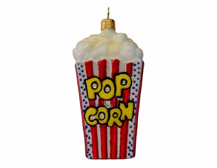 Boule de Noël popcorn en verre soufflé et peinte à la main. Made in Europe