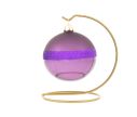 Voir la slide Boule de Noël mauve en verre soufflé et décorée de paillettes mauves. Diamètre 8cm.