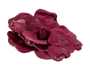 Fleur de Noël bordeaux sur clip velours 12cm