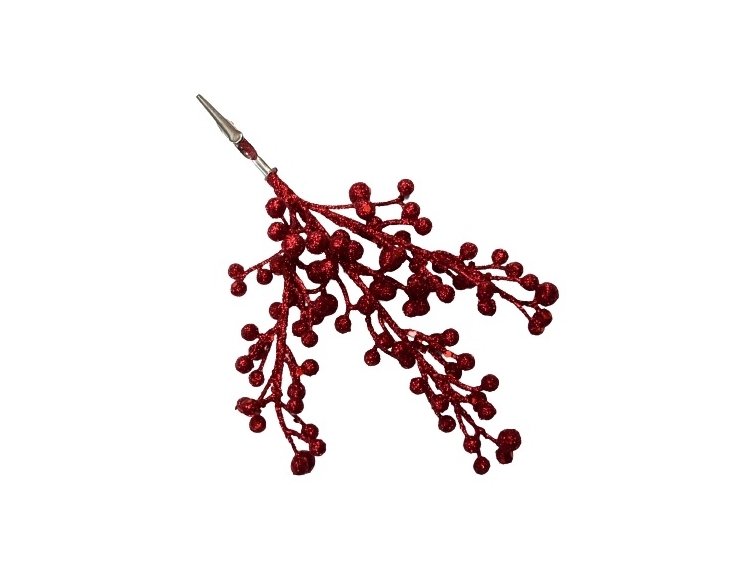 Baies rouge clip pour sapin de Noël H 20cm
