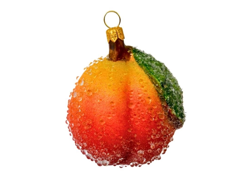 Boule de Noël verre soufflé pêche H 8cm