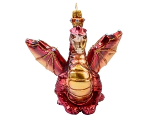 Boule de Noël originale dragon rouge verre soufflé H 13cm
