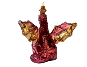 Boule de Noël originale dragon rouge verre soufflé H 13cm