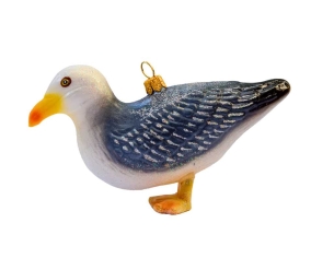 Boule de Noël mouette verre soufflé H 8cm